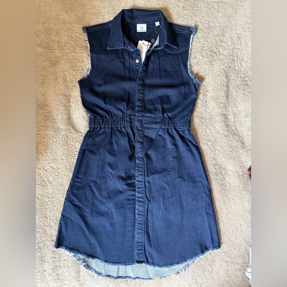 Ag Adriano Goldschmied Dark Blue Denim Top with Light Blue Trim